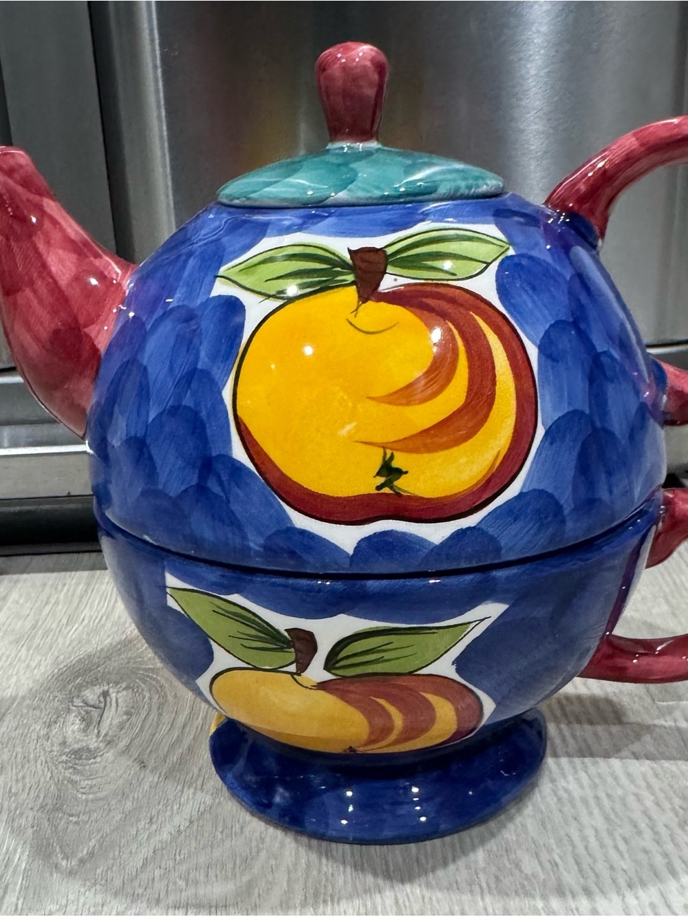 Fruit Designed l Tea for One l Hand Painted l Teapot and Mug Set